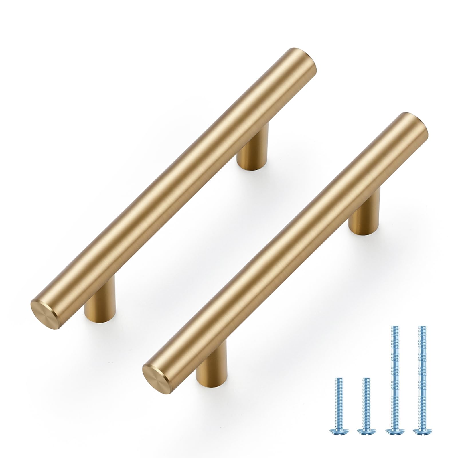 JOY DECOR 5 Pack Champagne Bronze Cabinet Pulls – 5 Inch Length, 3 Inch (76mm) Hole Center – Stainless Steel Kitchen Cabinet Handles for Drawer and