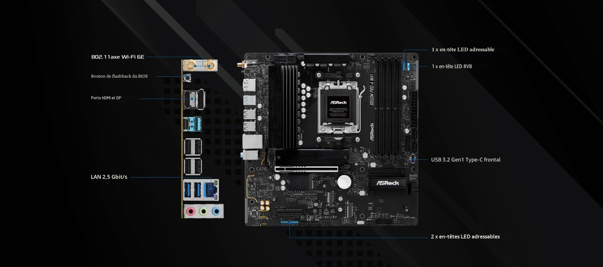 MB ASRock AMD AM5 B850M Pro-A WiFi
