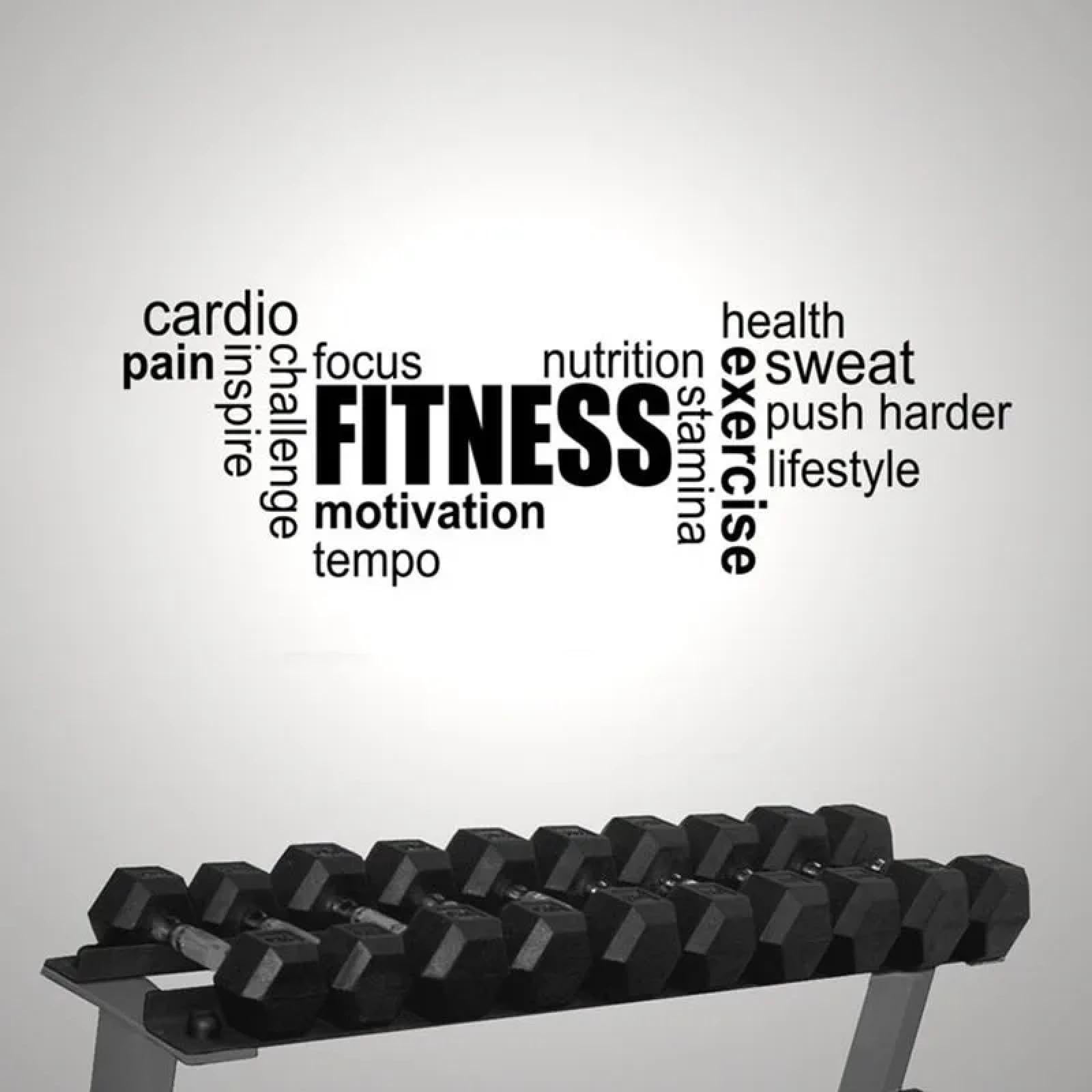 WEIMEIJIE Fitness Words Motivational wall Stickers Vinyl Decals Home Gym Decor Bedroom Inspiration Quotes Decals