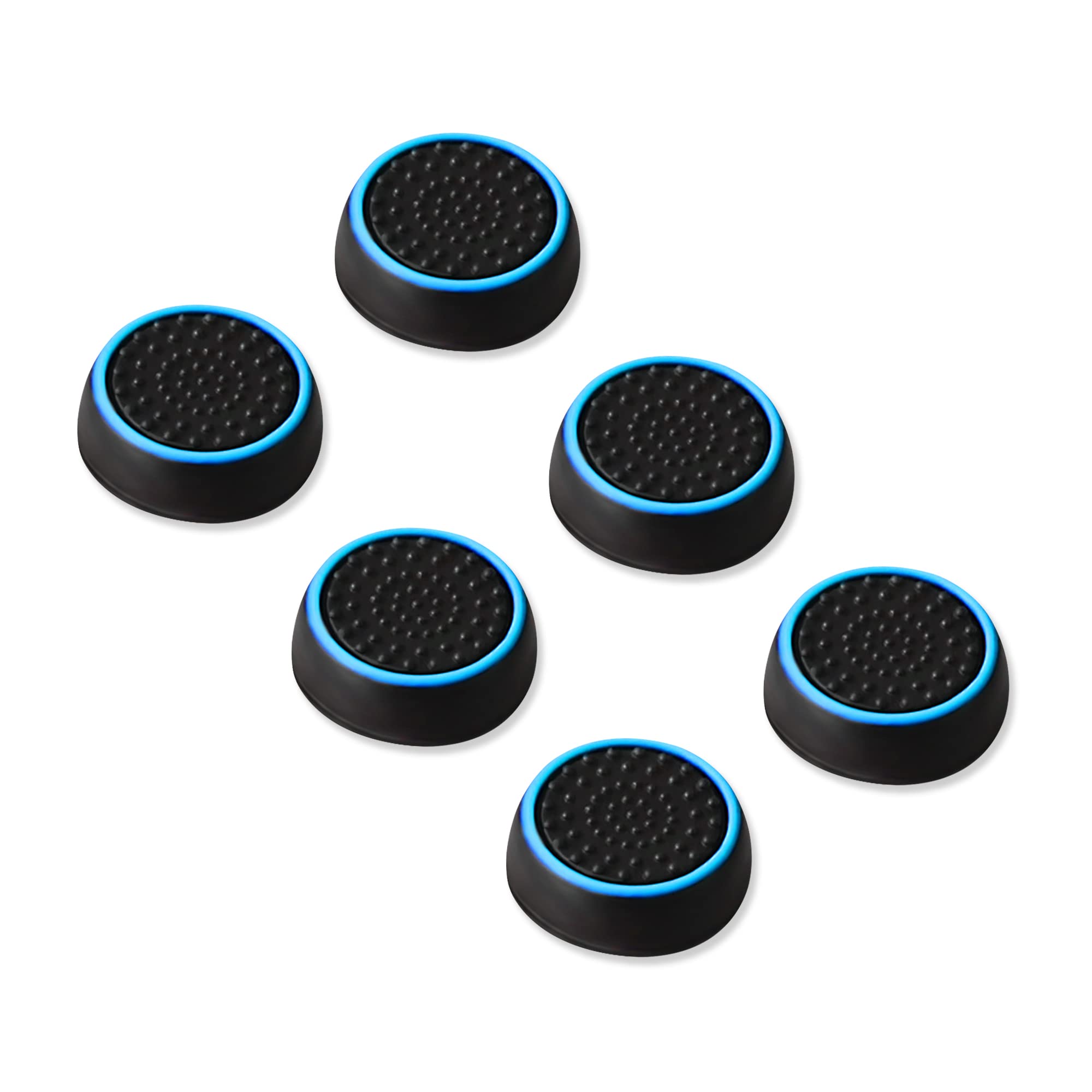 6PCS Silicone Thumb Cap, Xahpower Non-slip Silicone Analog Joystick Thumb Stick Grip Cap for PS2, PS3, PS4, PS5, Xbox One, Xbox Series X/S, Xbox 360, Switch Pro (Black Blue)