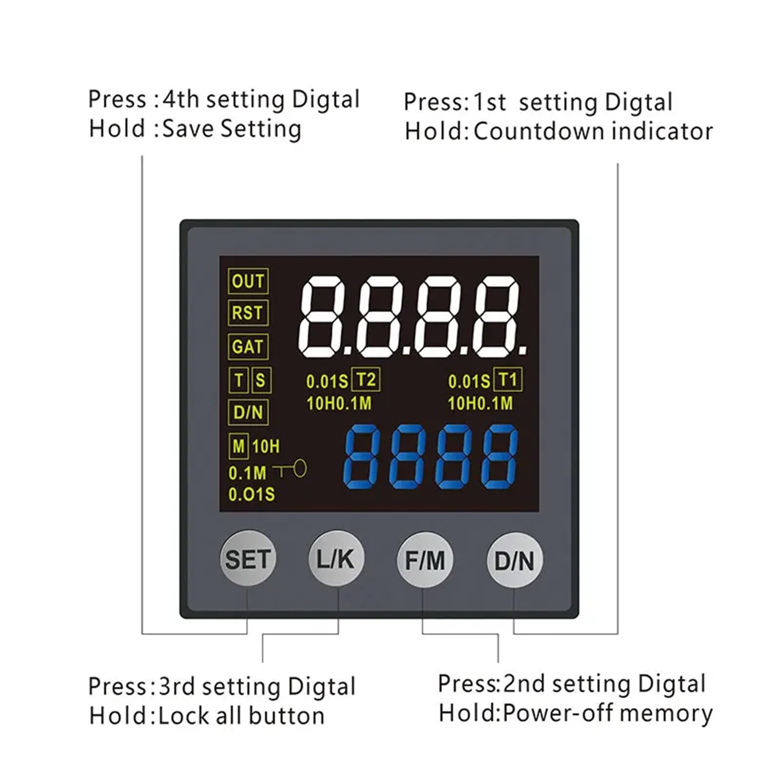 Relé de tiempo DH48S-1Z 2Z LED 0.01S-99990H con base de zócalo CC CA 220 V 1 unidad(DH48S-2H 24V DCAC)