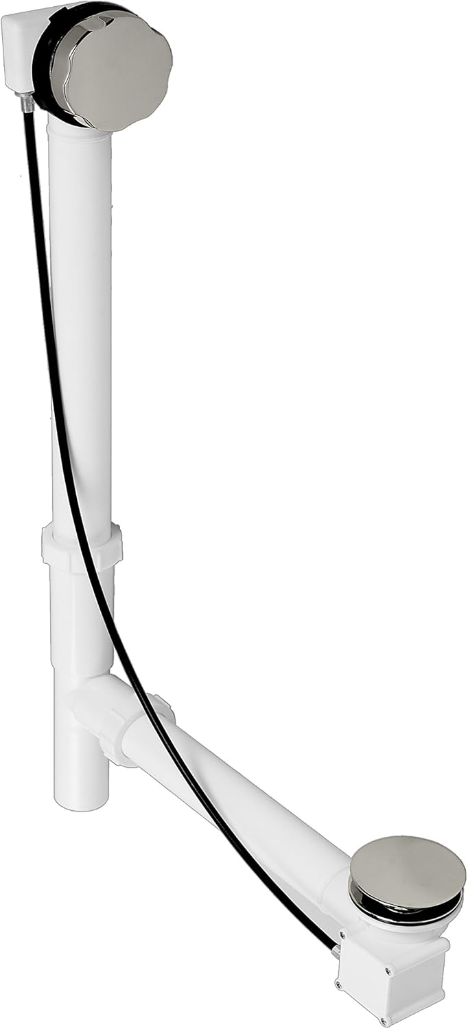 Westbrass Tubular 35 in. Cable Drive Bath Waste, Polished Nickel, D50P35TLE-05