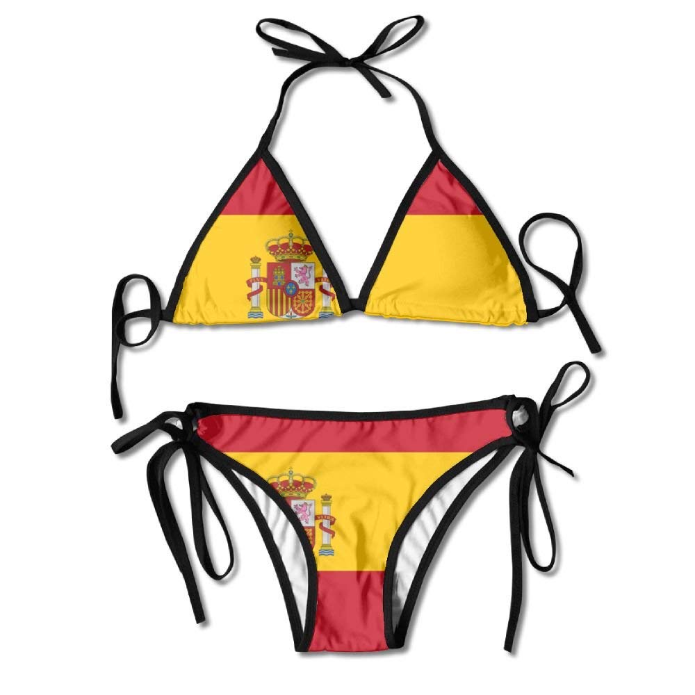 Rghkjlp Flag of Spain Women's Sexy Bikini Set Bathing Swimsuit Halterneck Swimwear