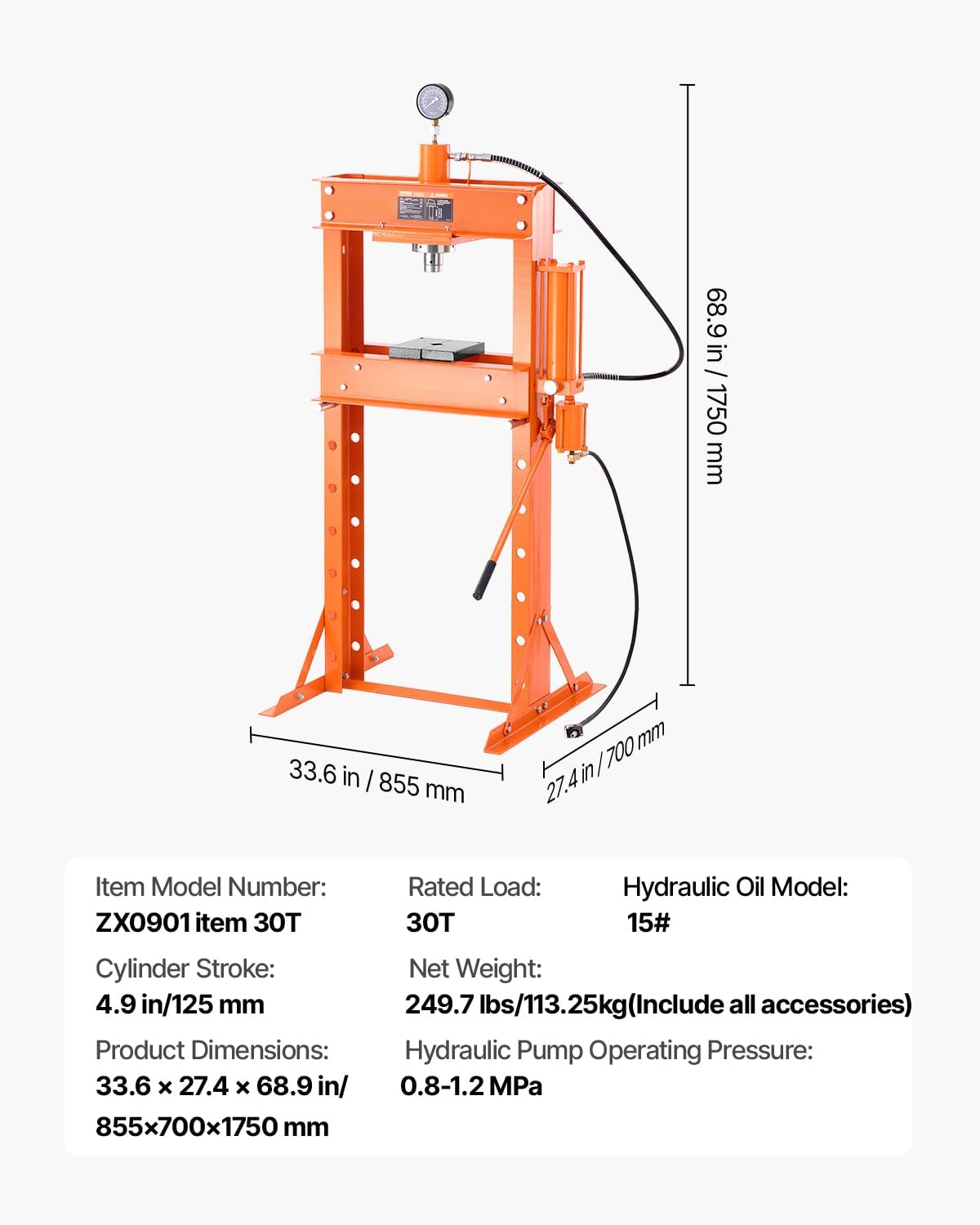 Triangular support base of VEVOR Hydraulic Shop Press