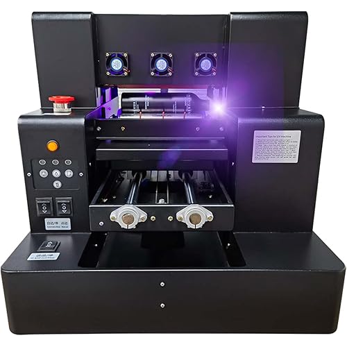 UV Printer Machine, A4 L805 UV DTF Printer with Bottle Holder, Higher Resolution 2880 x1440dpi, UV Flatbed Printers with Varnish Effect for Bottles Phone Case Stickers Acrylic Leather Metal and More
