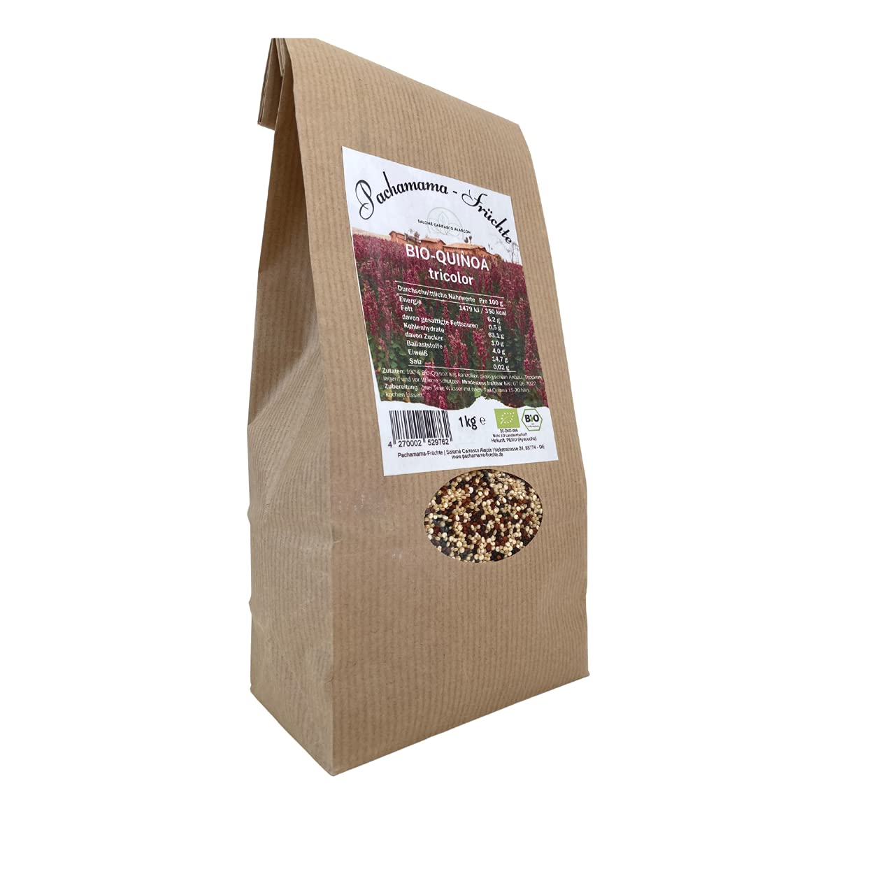 BIO Quinoa tricolor, bunt aus Peru | 1 kg | Plastikfrei | Vegan, Superfood, Glutenfrei
