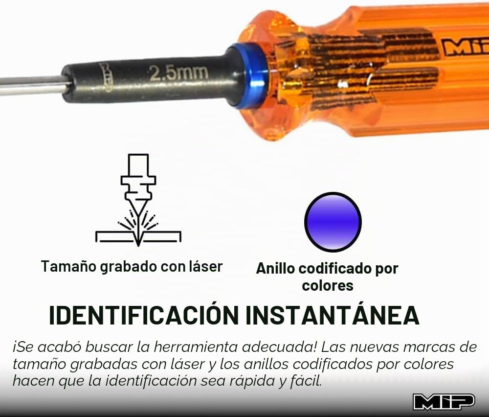 MIP 9602 - 3 destornilladores hexagonales para RC (1,5, 2,0 y 2,5 mm), llaves Allen hexagonales de precisión para coches RC, drones, barcos y helicópteros, reparación RC, fabricados en EE. UU.