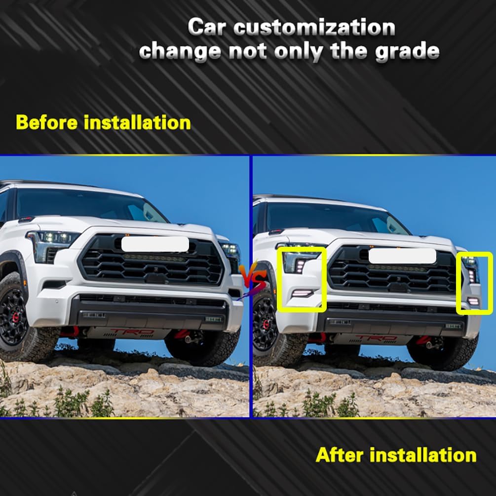 LED Front Bumper DRL Fit For 2023-2025 Toyota Sequoia Daytime running Light Fog Light Driving Daylight with Sequential Amber Turn Signal light