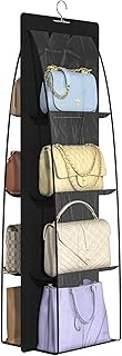 Jollygleam 1 Packs 8 Pockets Black Handbag Hanging Purse Organizer for Closet, Purse Storage, Purse Hanger and Handbag Organizer for Space Saving