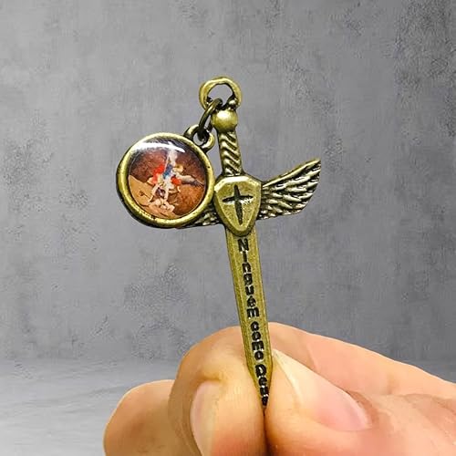 Pingente Crucifixo Espada e Medalha São Miguel Arcanjo