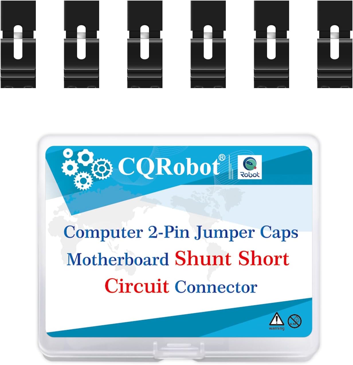 CQRobot 100 Pieces Black Standard Computer Jumper Caps with Handle Pin Shunt Short Circuit 2P Connector 2.0mm. for Arduino Raspberry Pi PCB PC DVD HDD Motherboard Shorting and Other Project.