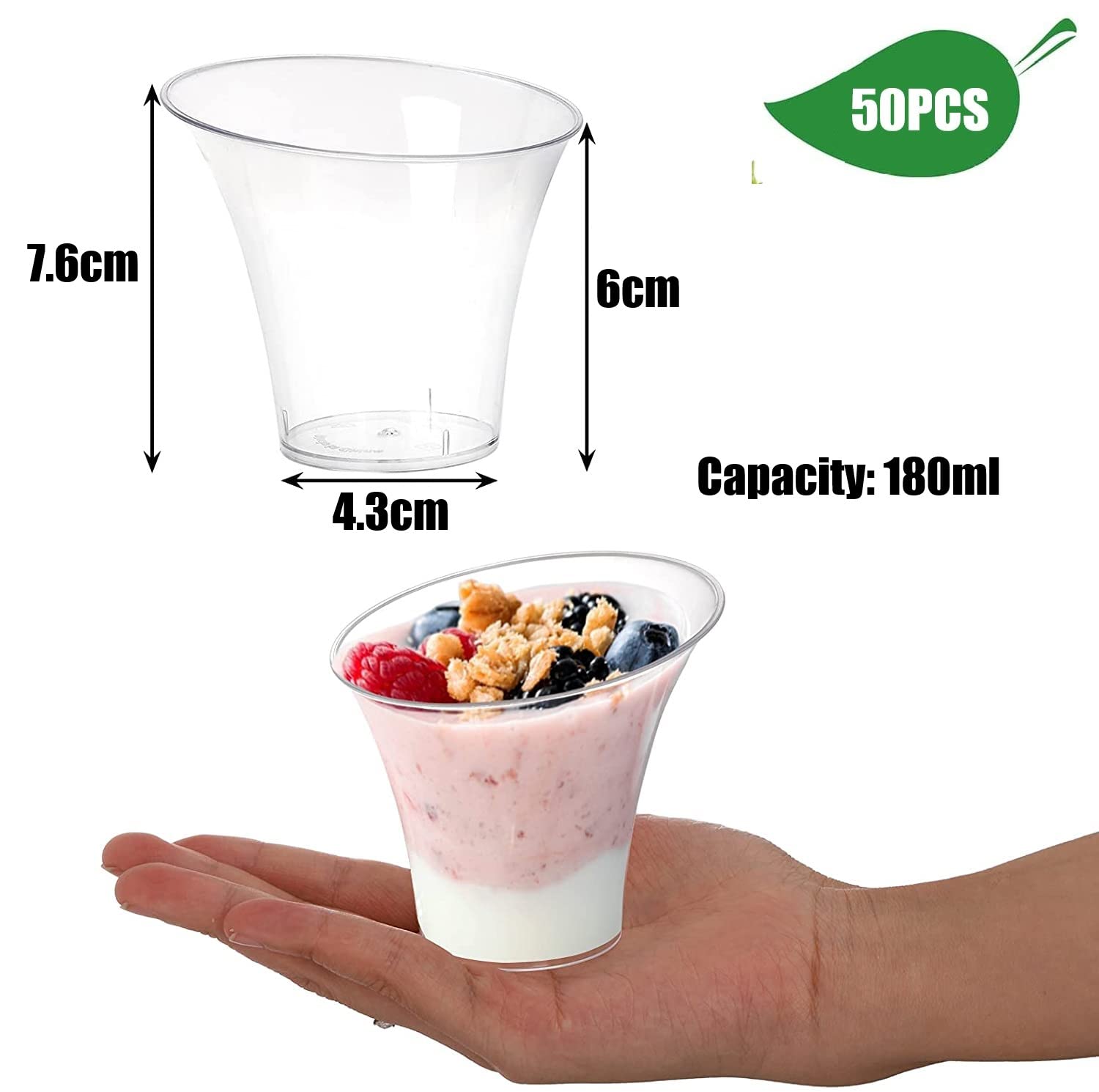 MATANA 100 Mini Plastik Dessertschalen, Dessertgläser für Partys, 70ml - Kleine