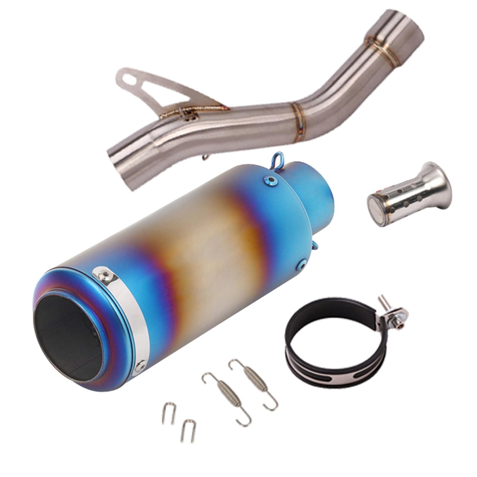 Motocicleta Para DUCATI Monster 821 Monster 1200 1200S 2014 2015 2016 Escape Modificado Catalizador Medio Enlace Tubo 51MM Silenciador (Color : E)