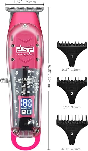 Miniatura 10 de DSP Hair Clipper, Trimmer Kit for Men Professional Barber Set for Hair and Beard Cutting Zero Gap T-Blade Beard Trimmer, with LED Display (Pink)