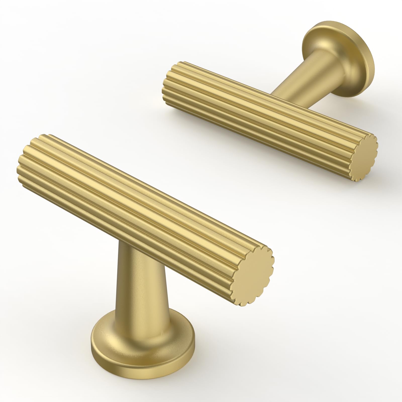Asimerdeco10 Pack Brushed Gold Cabinet Knobs 45mm Kitchen Solid Zinc Alloy Drawer Knobs