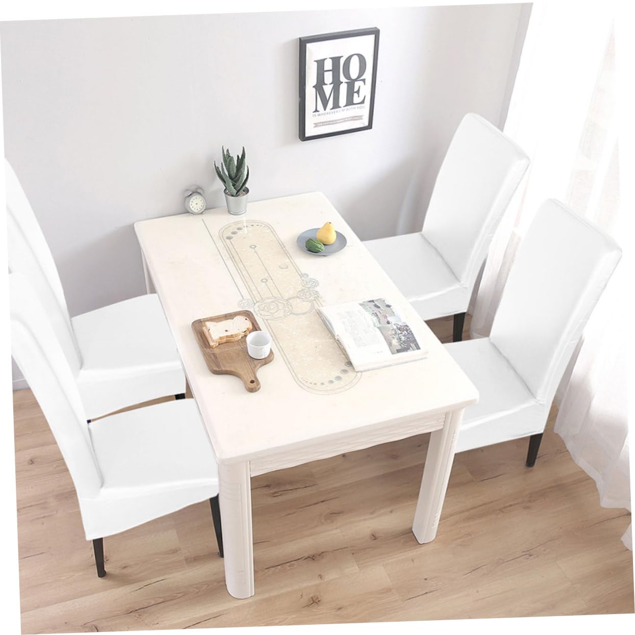 Cabilock Funda de Silla de PU Elástica, 4 Piezas en Color White