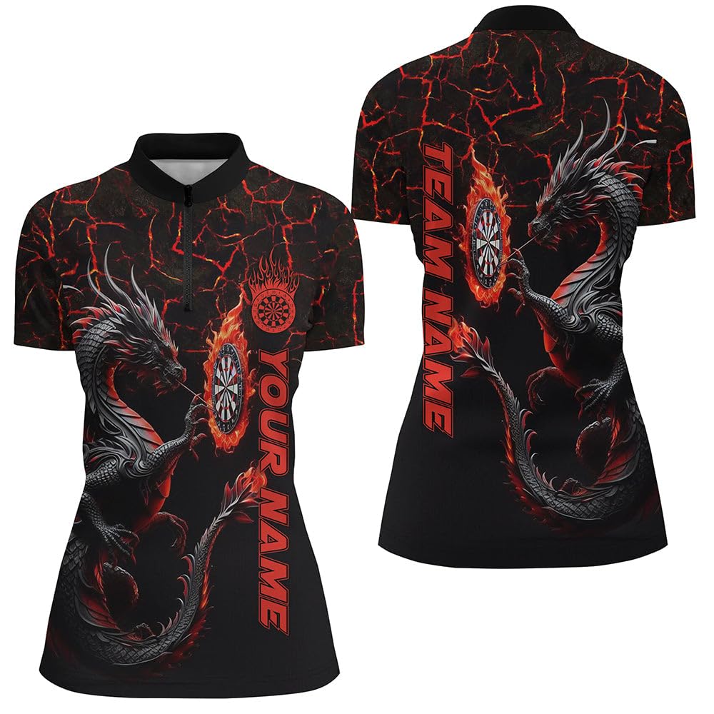 Personalisierte rote Drachen 3D Bedruckte Dartshirts für Herren & Damen - Individuelle Team-Liga Darttrikots T1841