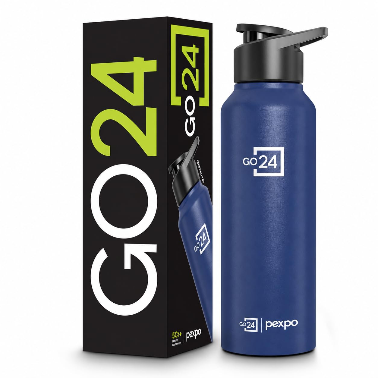 Go24 pexpo Stainless Steel Water Bottle Chromo Denim Blue 750ml