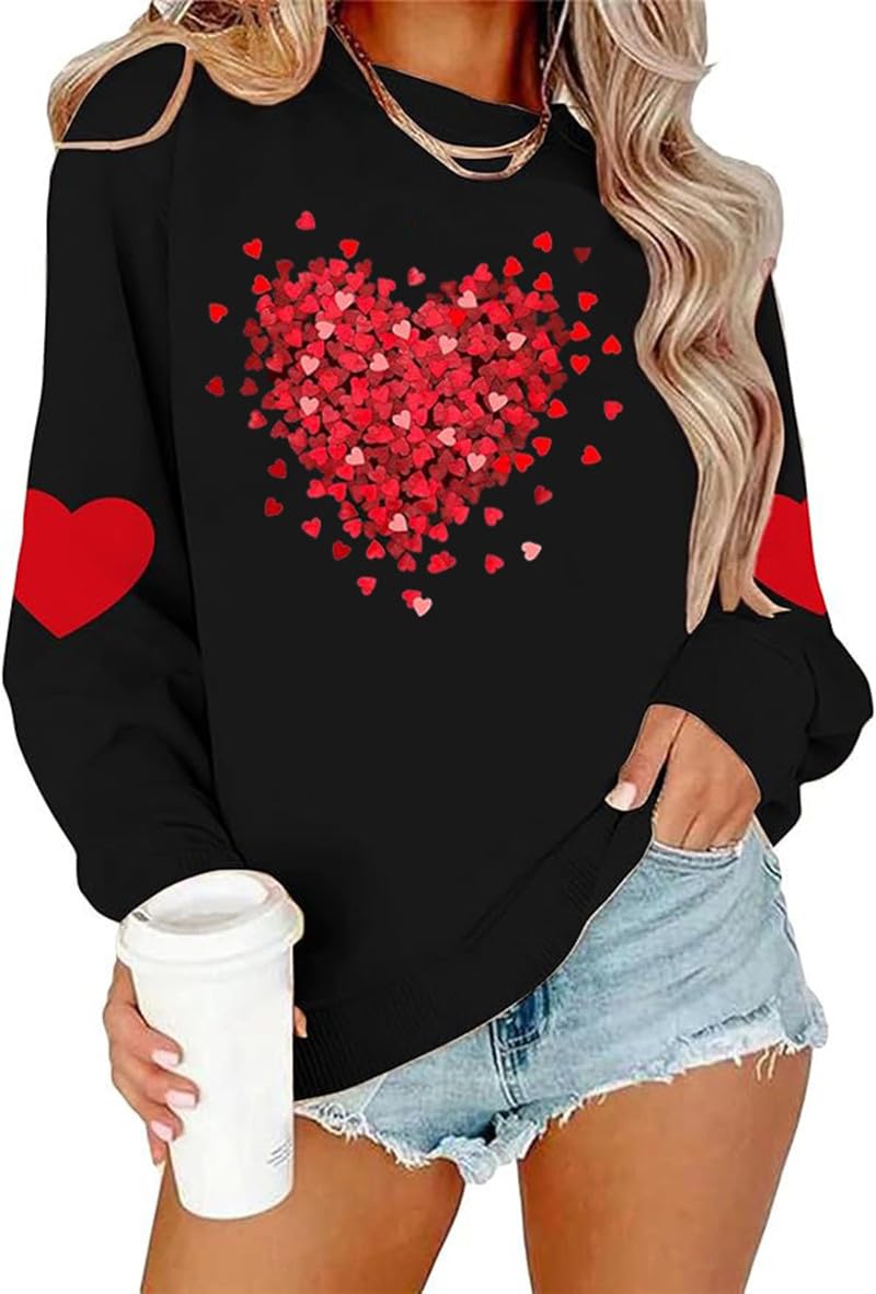 Womens Valentines Sweatshirt Funny Love Heart Long Sleeve Graphic Shirt Casual Pullover Top-picture-55