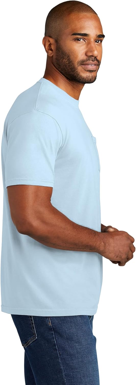 Comfort Colors Men's Adult Short Sleeve Pocket Tee, Style 6030 (Large, Chalky Blue) - Image 3