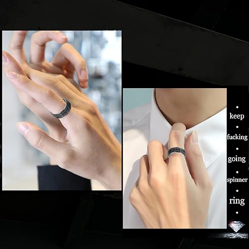 Miniatura 4 de Anillo para ansiedad para mujer anillo giratorio de acero inoxidable con mantra inspirador personalizado para hombres, mujeres y amigos, regalo de