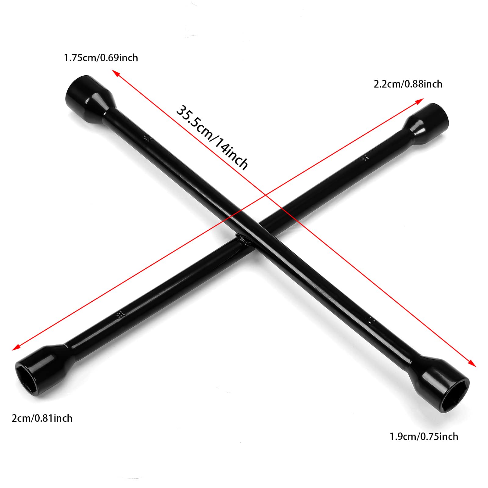 Unifizz TRX31101-14F - Llave de cruz universal de 4 vías de 35.6 cm profesional de aleación de acero negro
