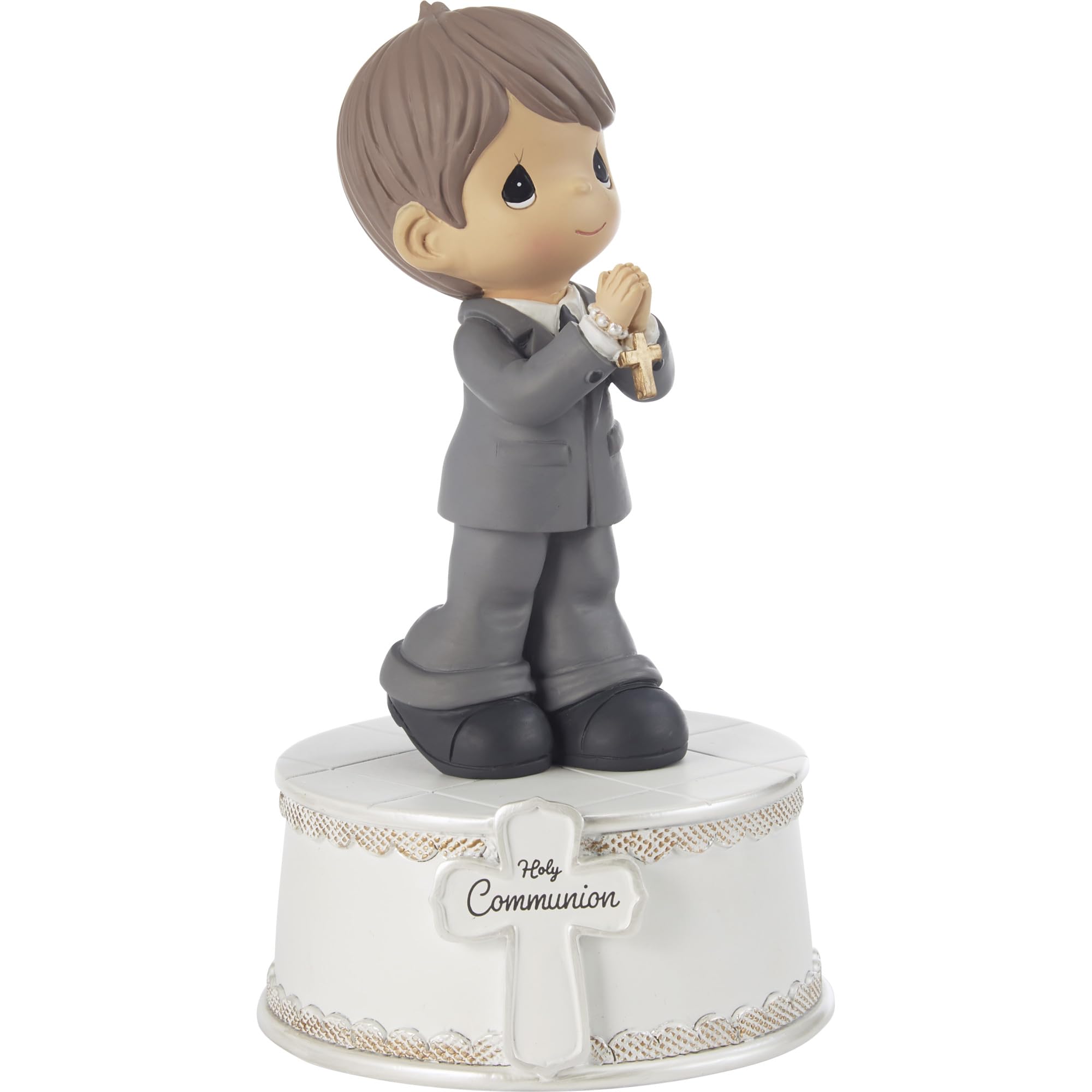 Photo 1 of *MAJOR DAMAGE*
Precious Moments Holy Communion Boy Figurine, Wind Up Musical First Communion Gift for Boys, Resin Religious Keepsake