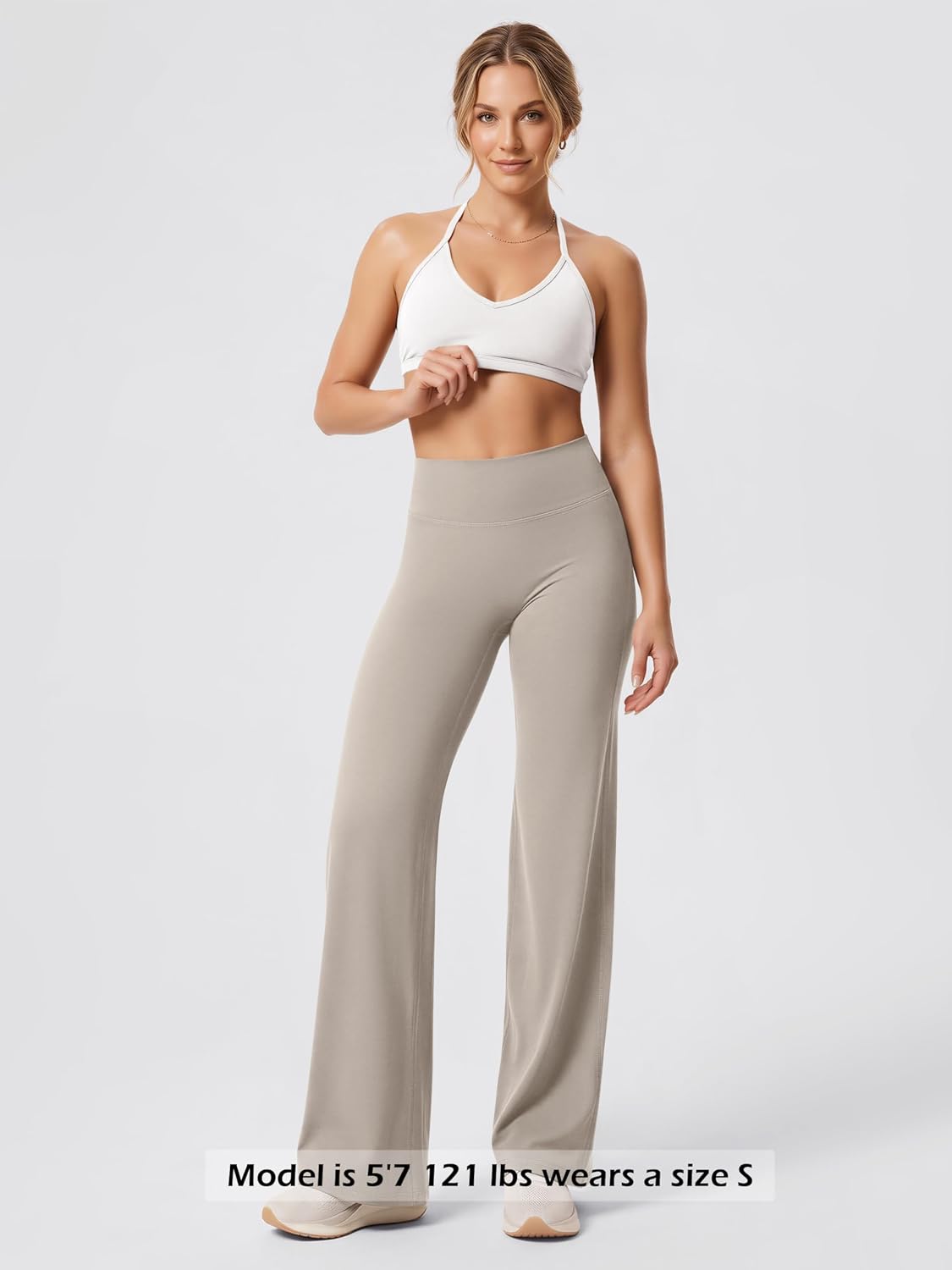 ODODOS Straight Leg Workout Leggings for Women - No Front Seam High Waist Pants Hidden Scrunch Butt Lifting Yoga Pants, 31"