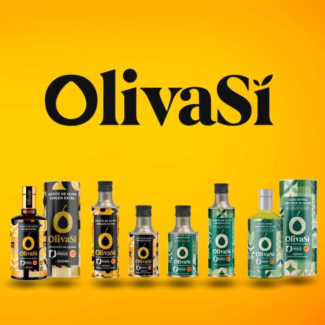 OLIVA SÍ Golden Edition - Aceite de Oliva Virgen Extra 500ml con D.O.P. Priego de Córdoba - Calidad Gourmet y Sabor Exclusivo - Premiado en Concursos Internacionales y Nacionales (Caja 6x500ml)