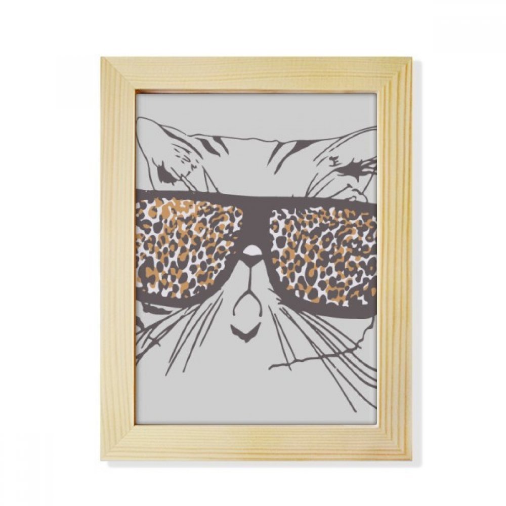 Marco de madera de gato con gafas de sol cuadro decorativo de 6x8 pulgadas
