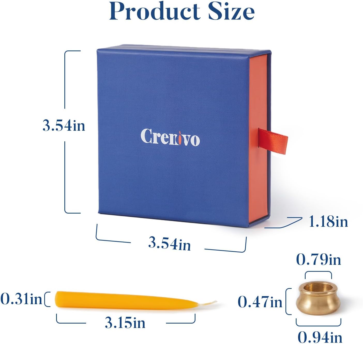 Crenovo 20 Minute Beeswax Meditation Candles with Brass Holder, 12 Pack