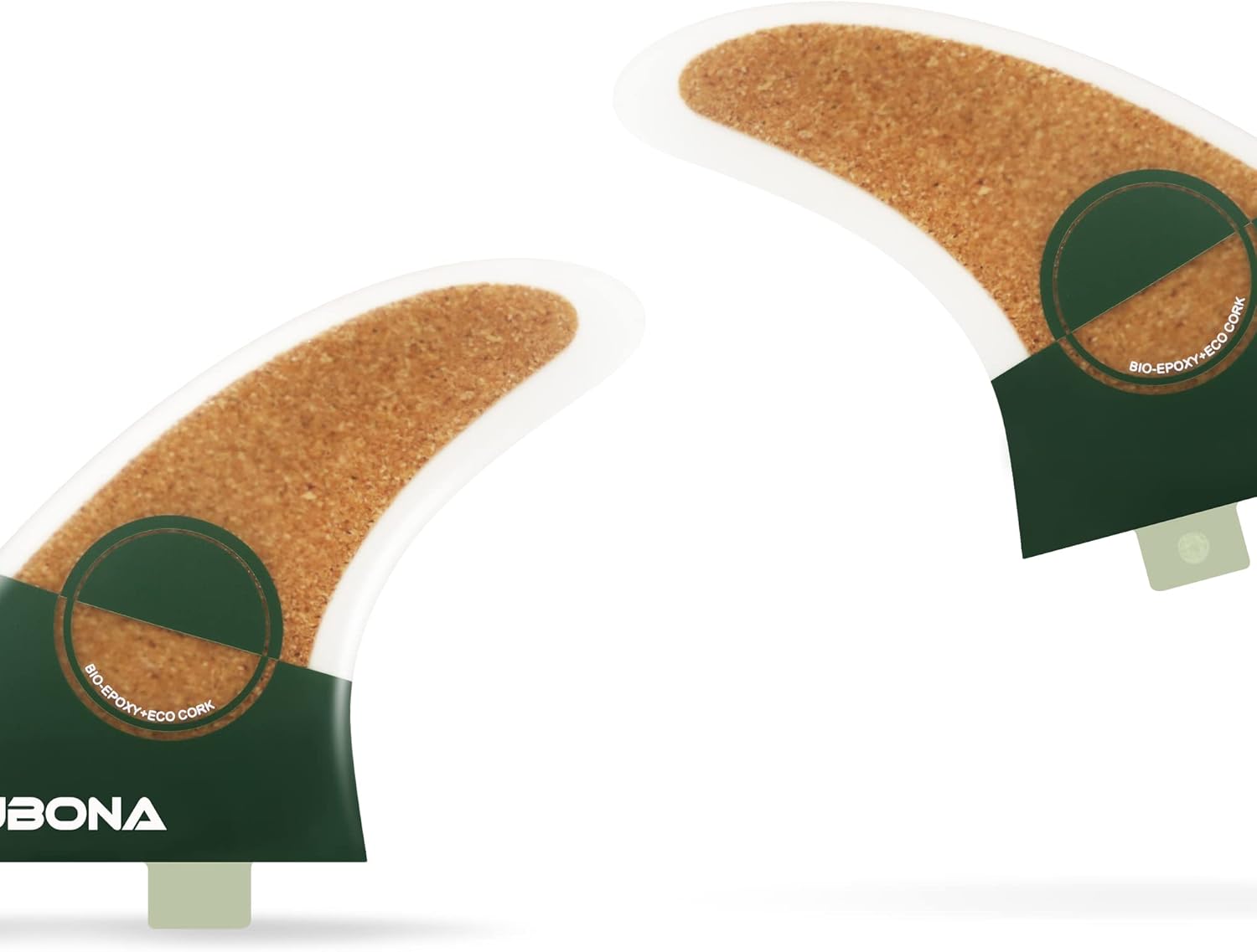 AQUBONA Large (MF) Fin Sets BIO-EPOXY+ECO Cork Fiberglass Performance Surfboard Fins - Single Tab or Twin Tab Surfboards (Cork-Dual)