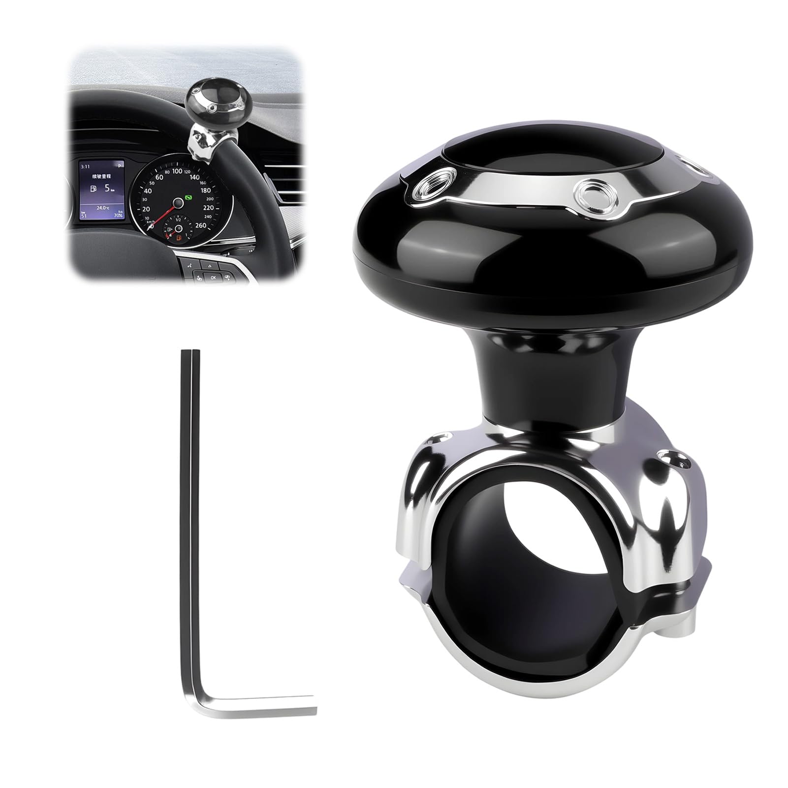 Steering Wheel Knob Spinner, Fits up to 30 mm for Car, Lorry Boat, Tractor