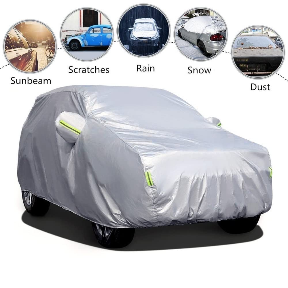 Cubierta de Coche Cubierta Completa SUV Cubierta Coche Plata 210T Impermeable Anti UV Todo Tiempo Protector Cubierta Parasol Antipolvo Auto Cover