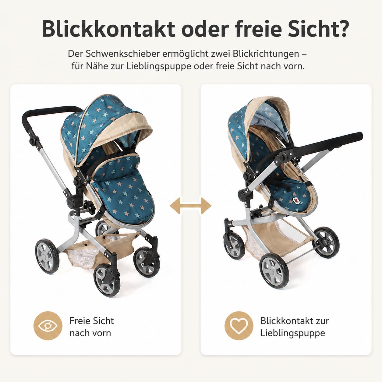 Bayer Chic 2000 Cochecito Muñecas 2en1 Mika | Manillar Regulable 47-80 cm | Cochecito de muñecas premium 2en1 convertible con manillar ergonómico y ruedas giratorias. Robusto y de larga vida útil.