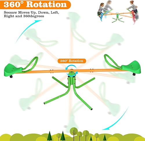 Miniatura 4 de Balancín para niños, balancín giratorio de 360 grados, equipo de juego al aire libre para niños, tambor de metal para parque infantil y patio trasero