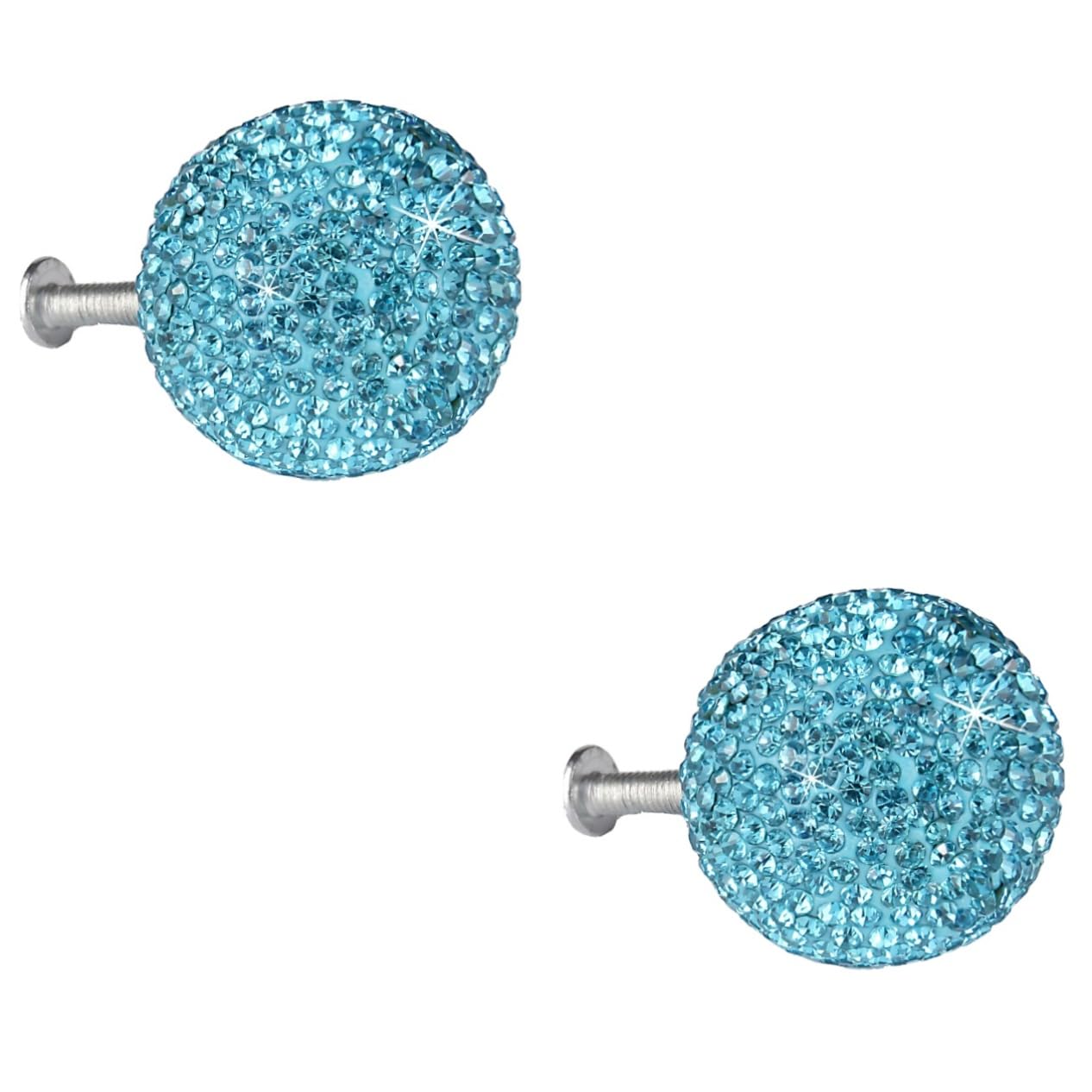 Tirador de cajón con rhinestone azul que aporta brillo y resistencia a tus armarios, pack de 2