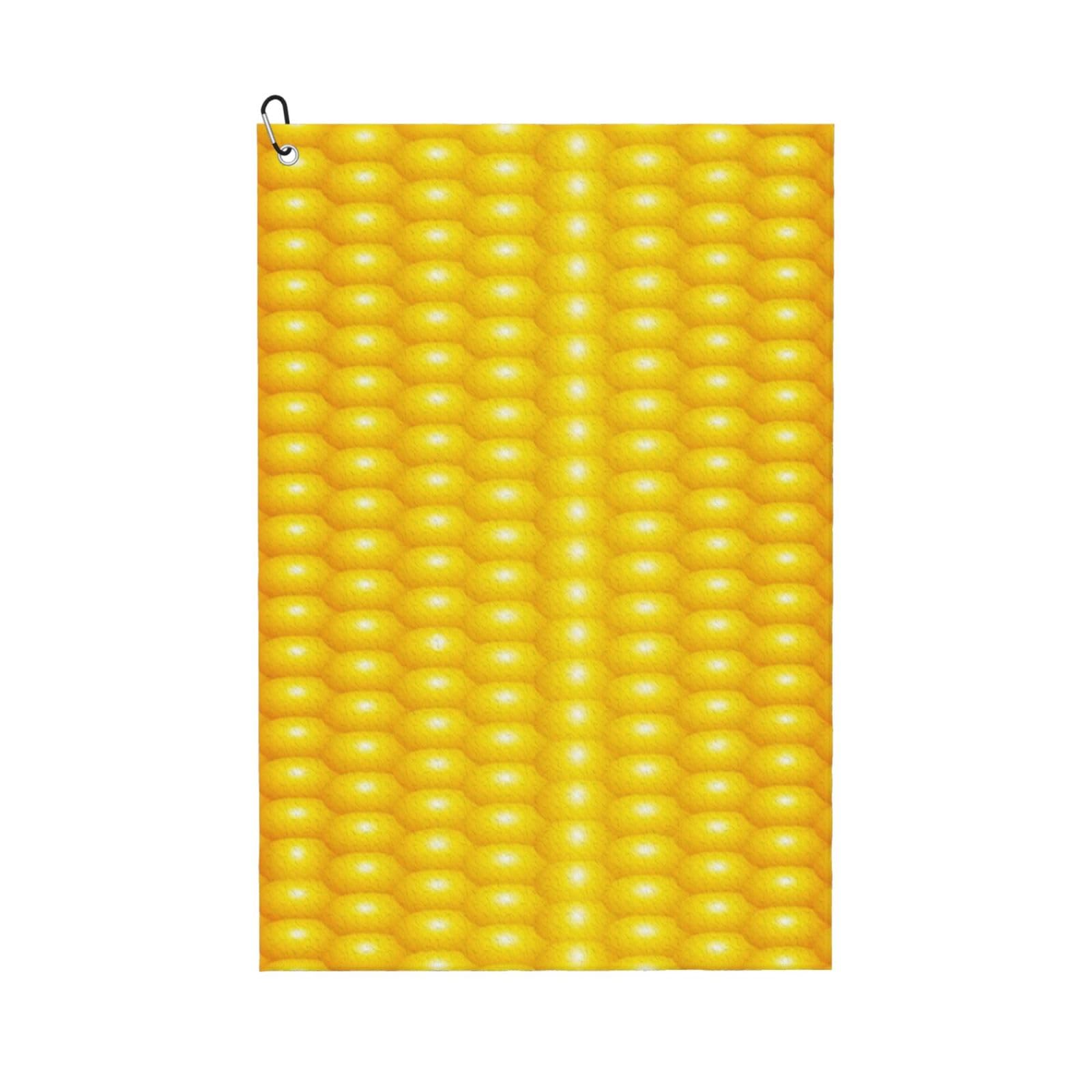 Hnnkloy Fresh Ripe Corn Cobs Pattern, 16x24 in Portable Waffle Golf Towels with Carabiner Clip for Golf Bag