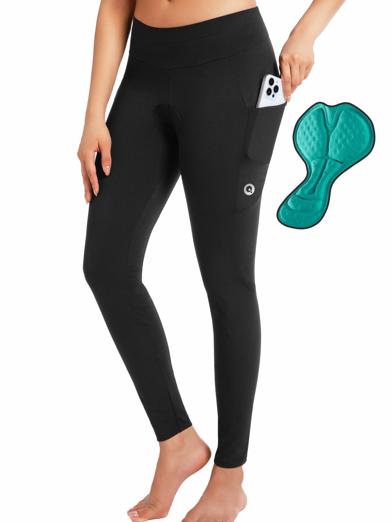 qualidyne Women's Cycling Pants 4D Padded Bike Tights with Side Pockets