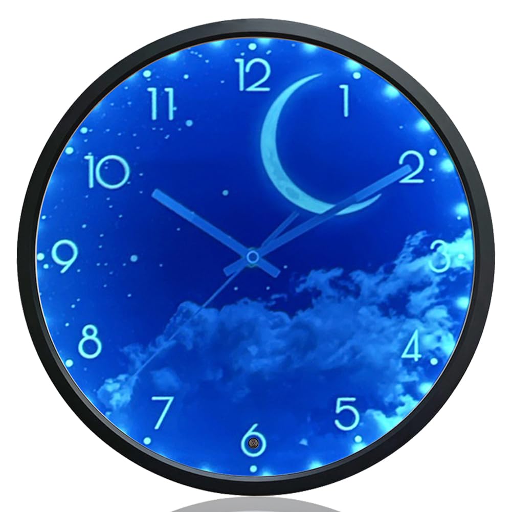 WIYETY Orologio Da Parete Luminoso 30 Cm – Silenzioso, Con Numeri 3D E Luce Notturna, Per Cucina E Camera Da Letto