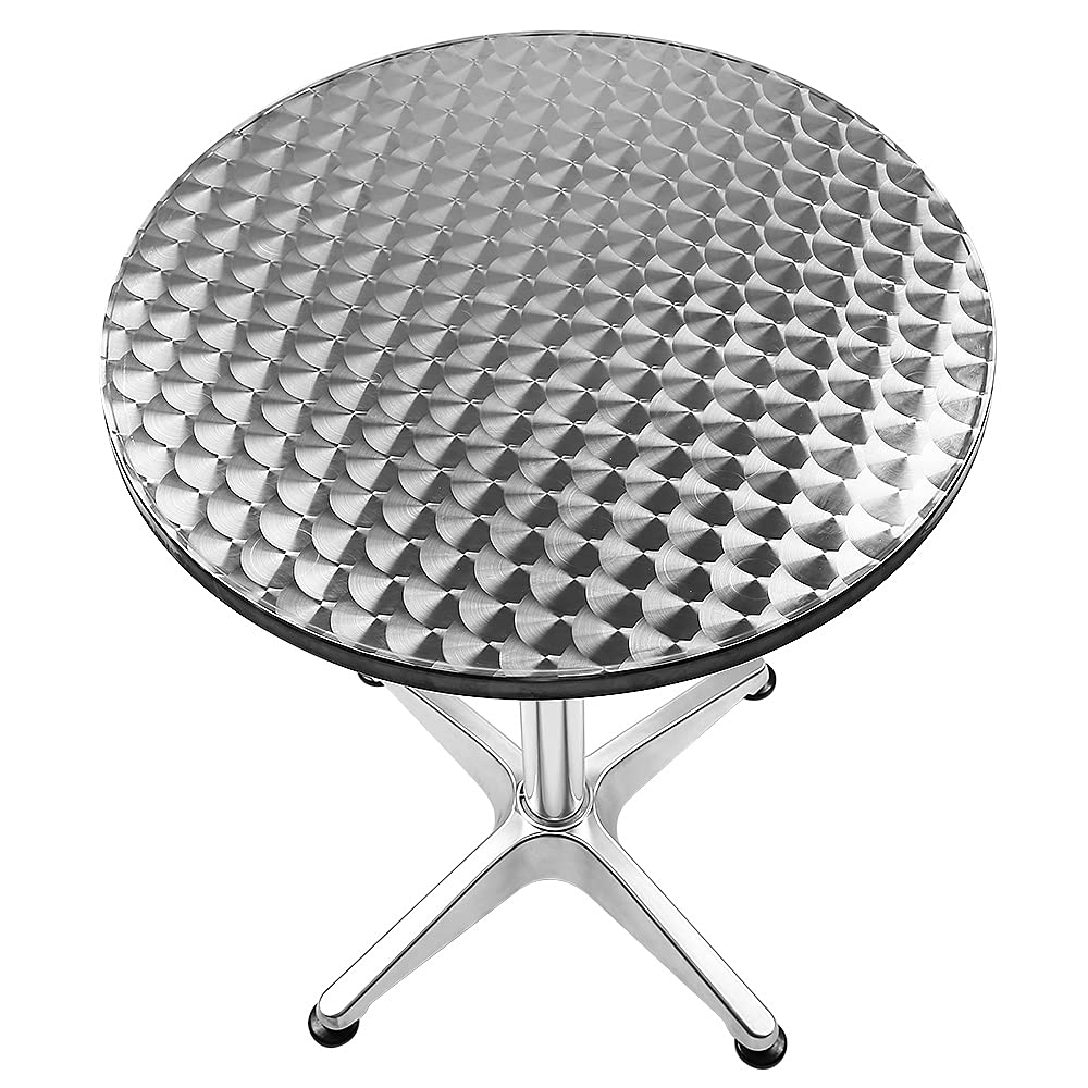 LANTUS Table de Bistrot Carrée à Plateau Rabattable Table de Bar à Hauteur Réglable pour Intérieur Extérieur MDF Acier Inoxydable Haute 2en1 en alu Pliable(60 * 60 * 70/110cm (Rond))