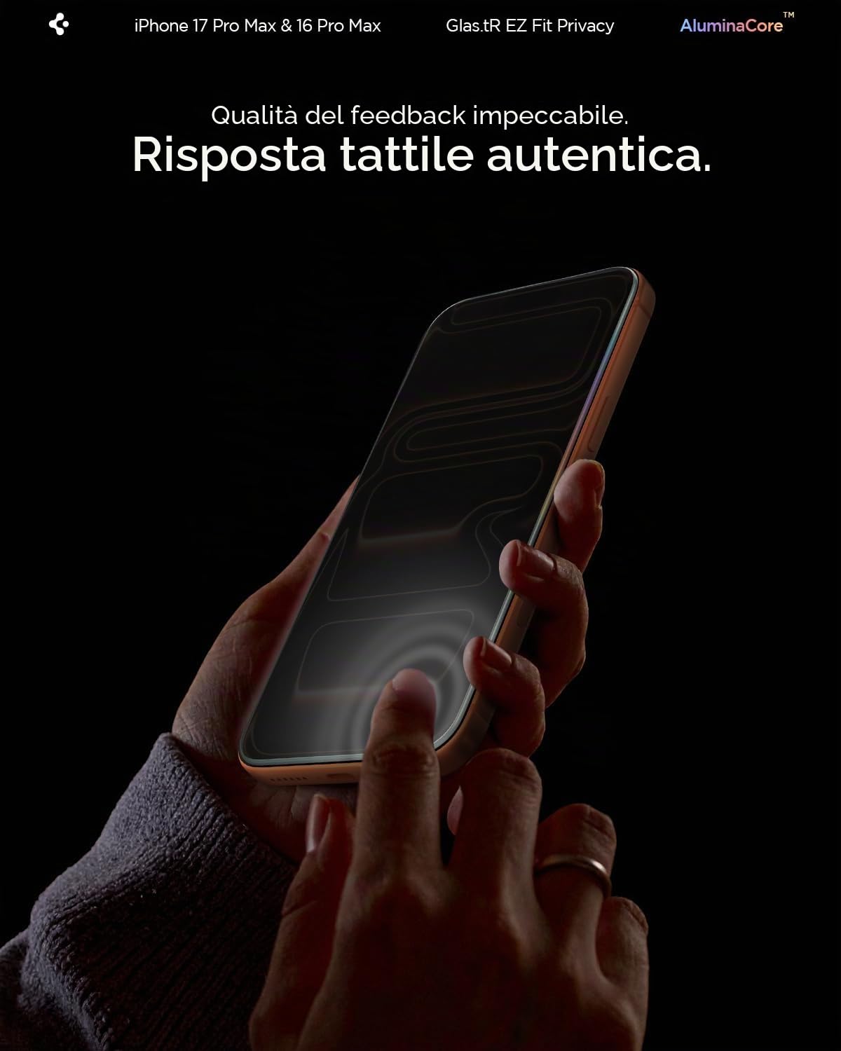 Spigen Glas.tR EZ Fit Vetro Temperato compatibile con iPhone 17 Pro Max, iPhone 16 Pro Max, 2 Pezzi, Anti-Spia, Protezione della Privacy, Durezza 9H Pellicola prottetiva