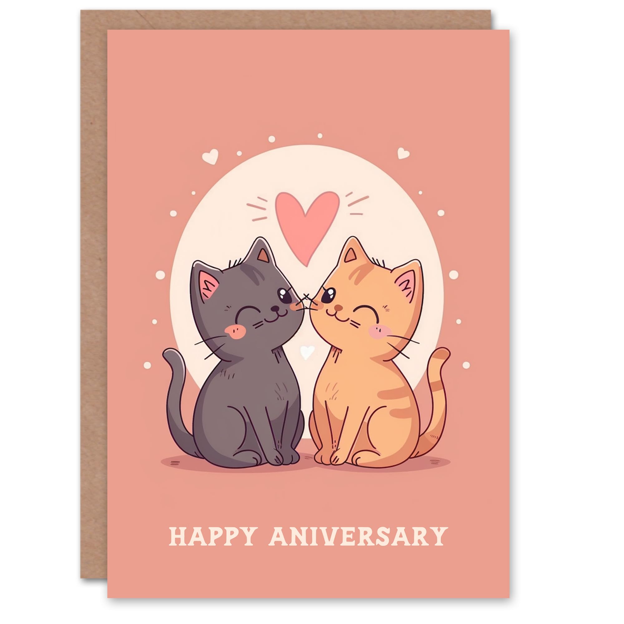 Artery8 Greeting Card - Kawaii Cartoon Anniversary Card - Pink