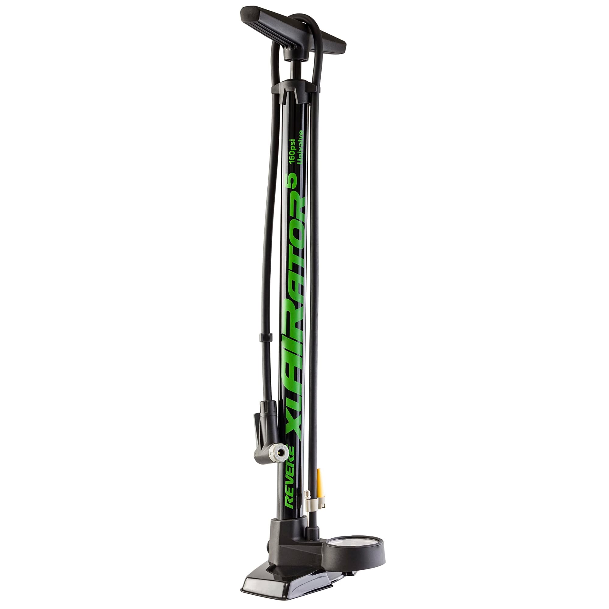 Revere xlAIRator 5 Bike Floor Pump – 160 PSI, Dual Valve Compatibility (Presta & Schrader), Extra-Large Gauge, 41