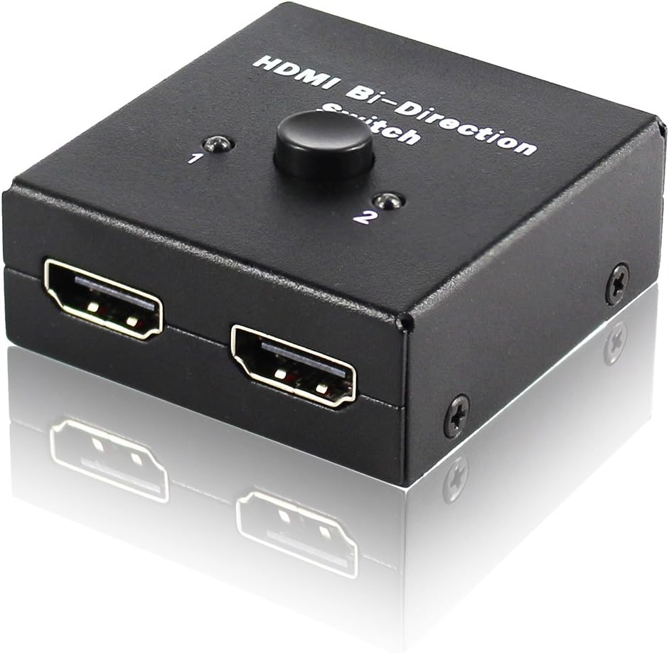 AVENK 2 Port HDMI Switch Bi-Directional Manual Switcher 2x1 1x2 AB Switch Hub Support 4K Ultra HD 1080P 3D HDCP Passthrough