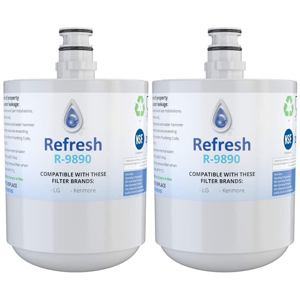 Refresh Replacement Refrigerator Water Filter Compatible with LG LT500P, 5231JA2002A, 5231JA2002A-S, ADQ72910901, ADQ72910902, ADQ72910907 and Kenmore 46-9890 Refrigerator Water Filter (2 Pack)