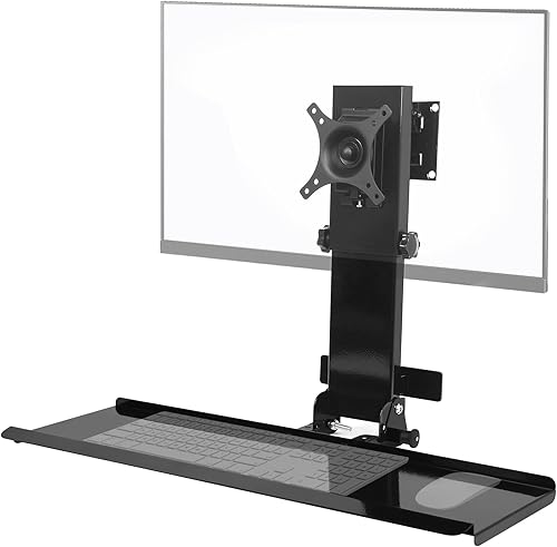 Soporte de pared para monitor con bandeja plegable para teclado, para Mac mini y PC pequeñas, compatible con teclados estándar, plataforma curvada