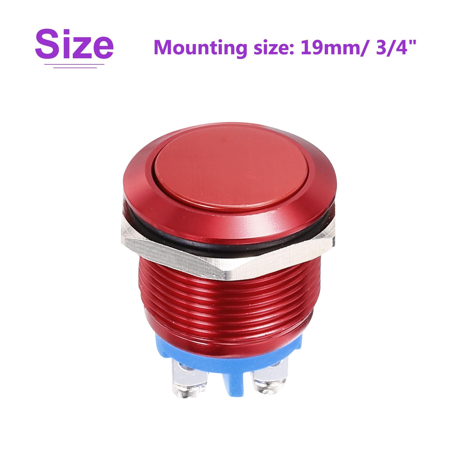 DMiotech 19mm / 3/4" Push Button Switch, IP66 1NO 0-250V 5A Momentary Push Button Starter Light Switch Self-reset - Image 4