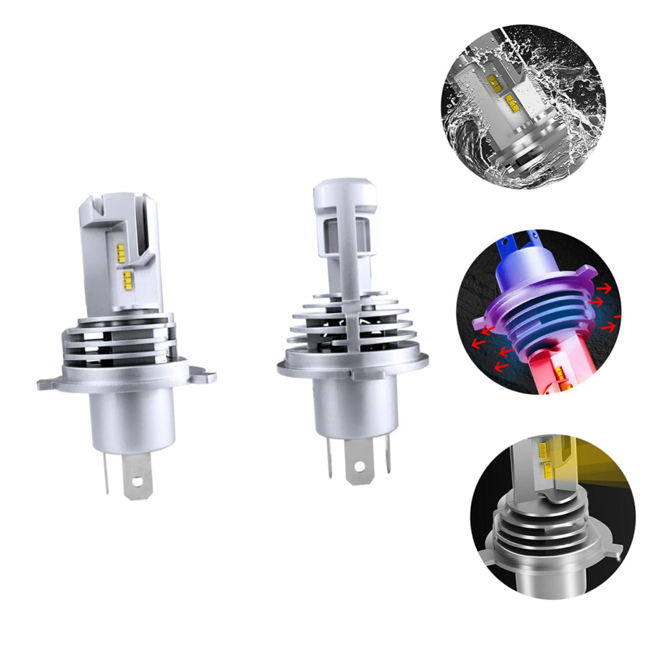 POPETPOP Lampadine LED Fari Auto H4 9003 55w 5000lm, Faro Veicolo, Ricambio Fendinebbia ad Alta Permeabilità, Basso Consumo Energetico, Resistente Agli Urti, per Uso Automobilistico