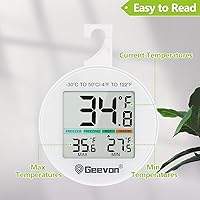 Vista 5 de Geevon Termómetro Digital Pequeño para Refrigerador Paquete de 2, IP65 Impermeable Uso Comercial y Doméstico, Función de Registro Máx/Mín